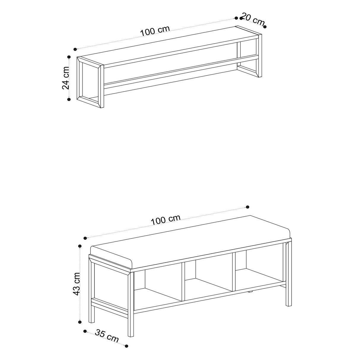 Banc d'entrée noir avec rangement et portemanteau MARFA bois naturel, PIER IMPORT