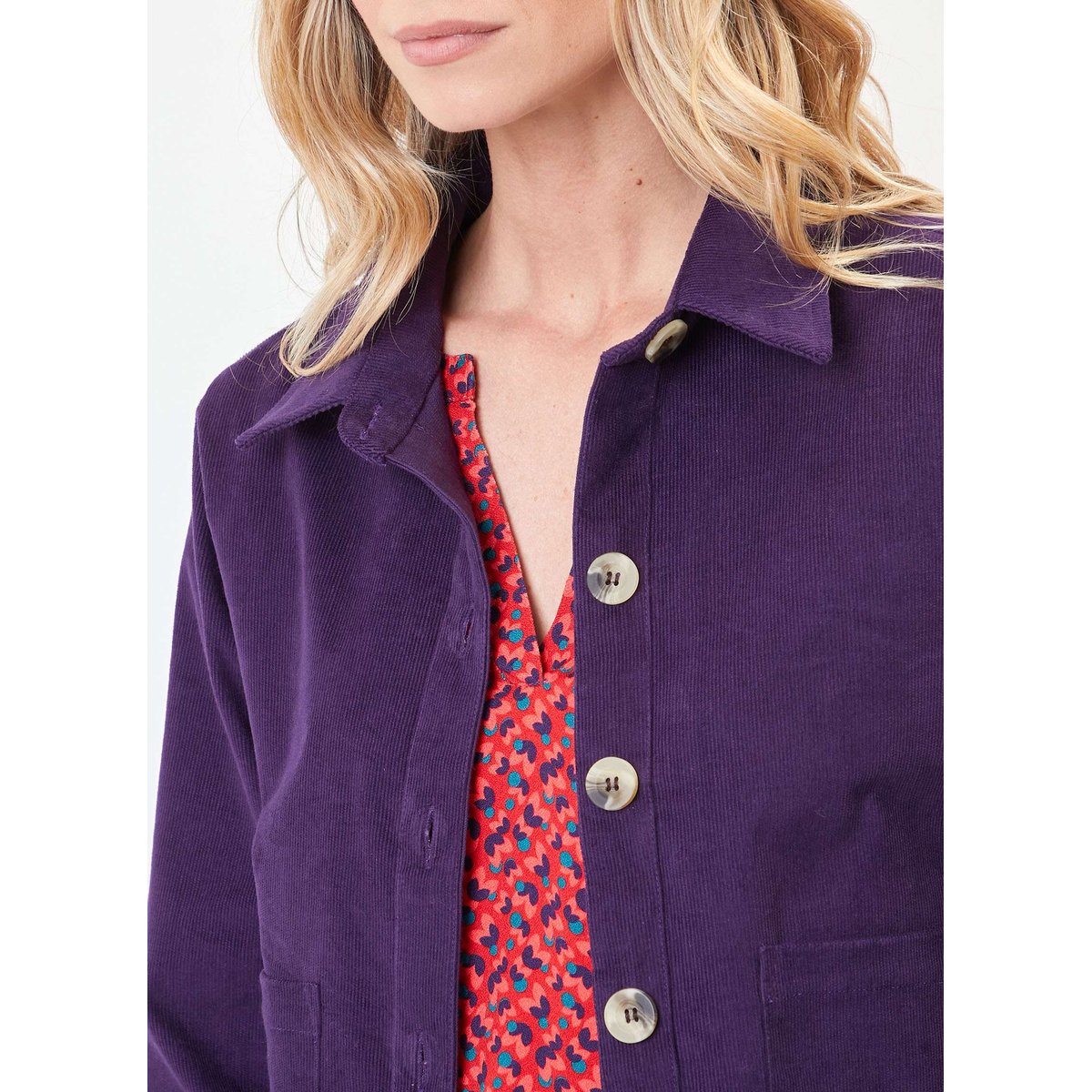 Veste courte en velours côtelé ALI violet foncé, PRINCESSE NOMADE