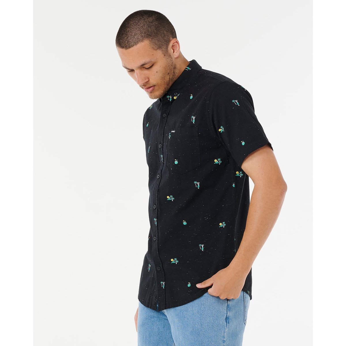 Chemise à manches courtes Skelly Breach noir, RIP CURL