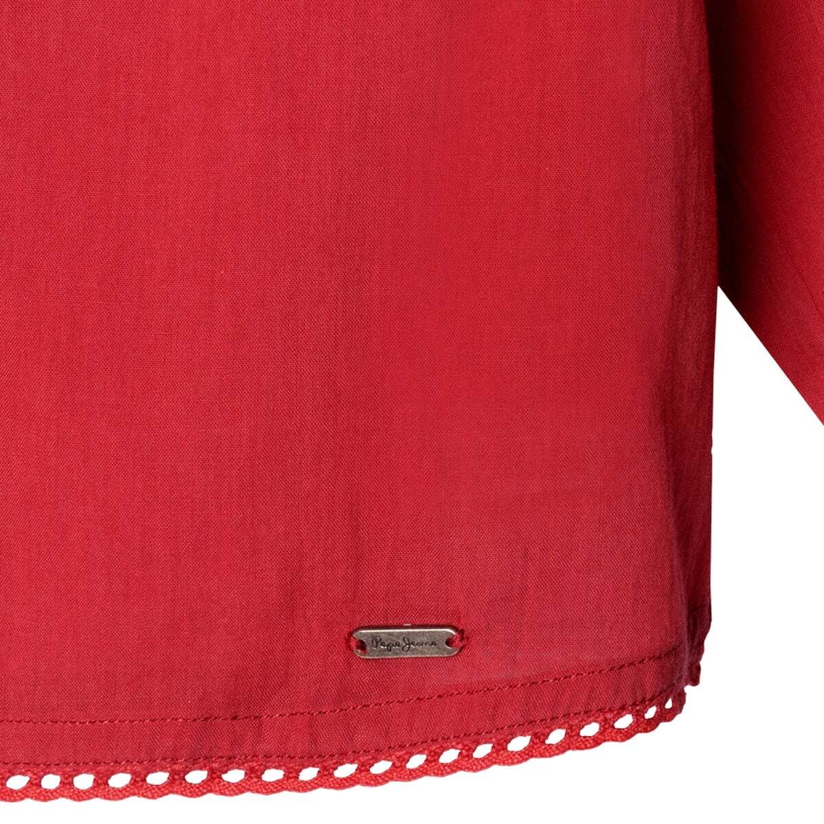 Blouse Fluide Avec Dentelles rouge rugby, PEPE JEANS