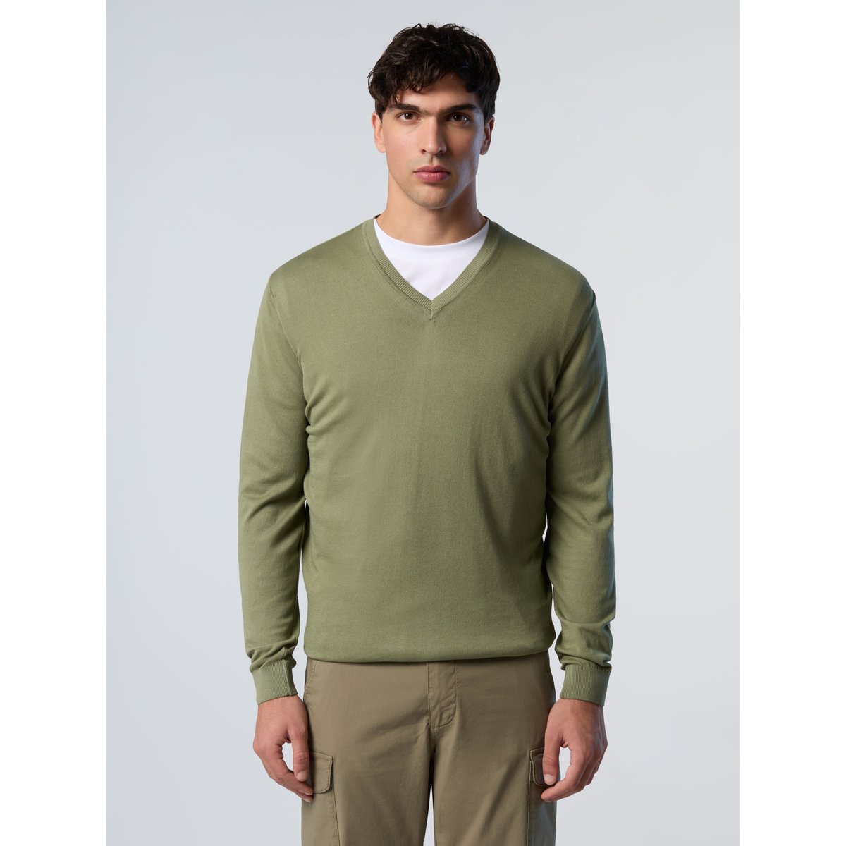 Pull col V avec étiquette logo vert profond, NORTH SAILS