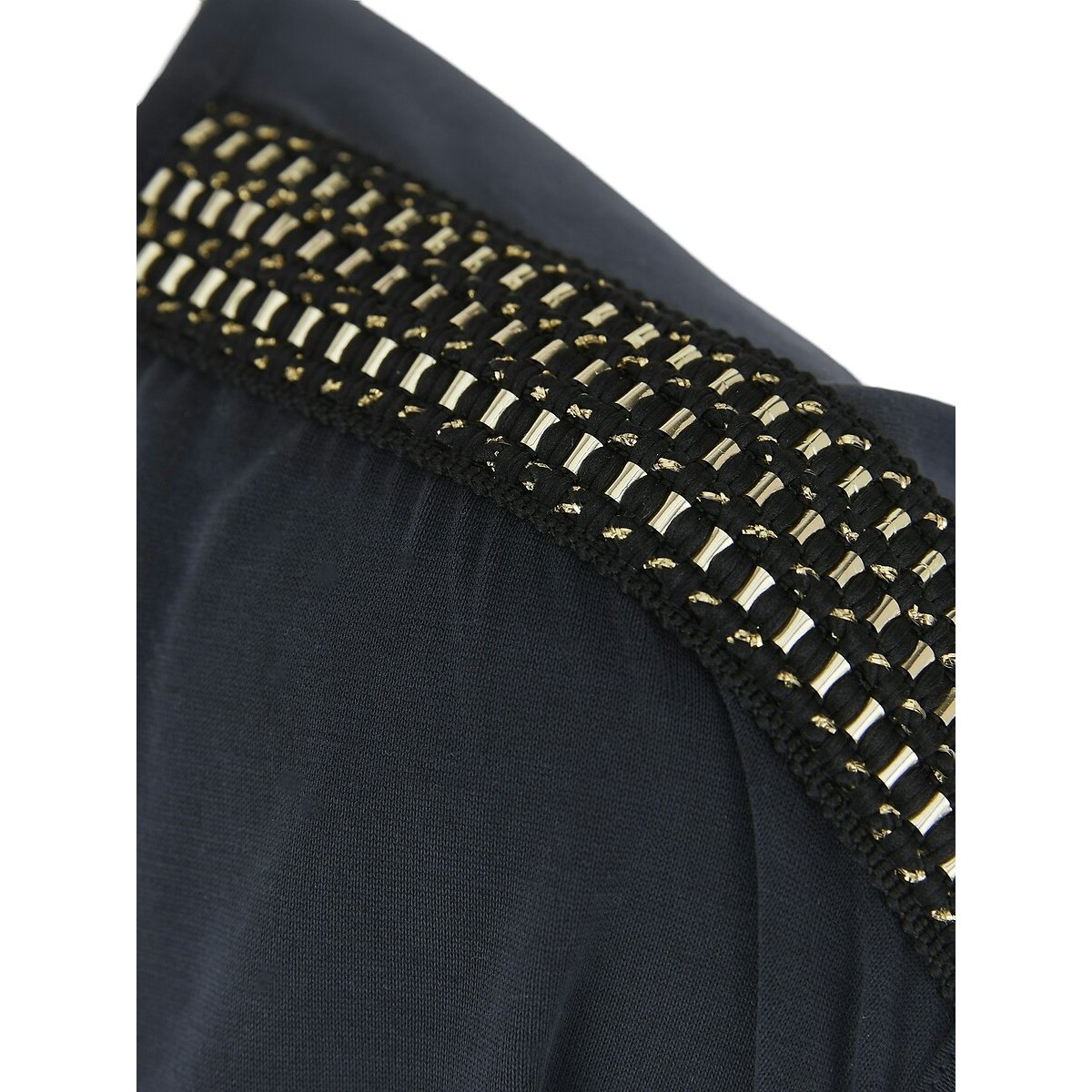 T-shirt a maniche corte, gioielli sulle spalle nero , PIECES