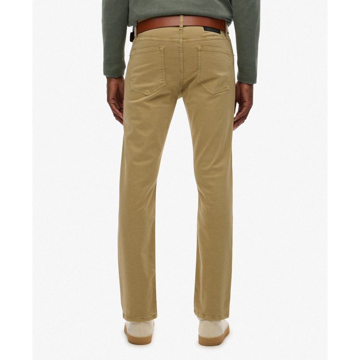 The Merchant Store - Pantalon 5 poches en satin beige américain, SUPERDRY
