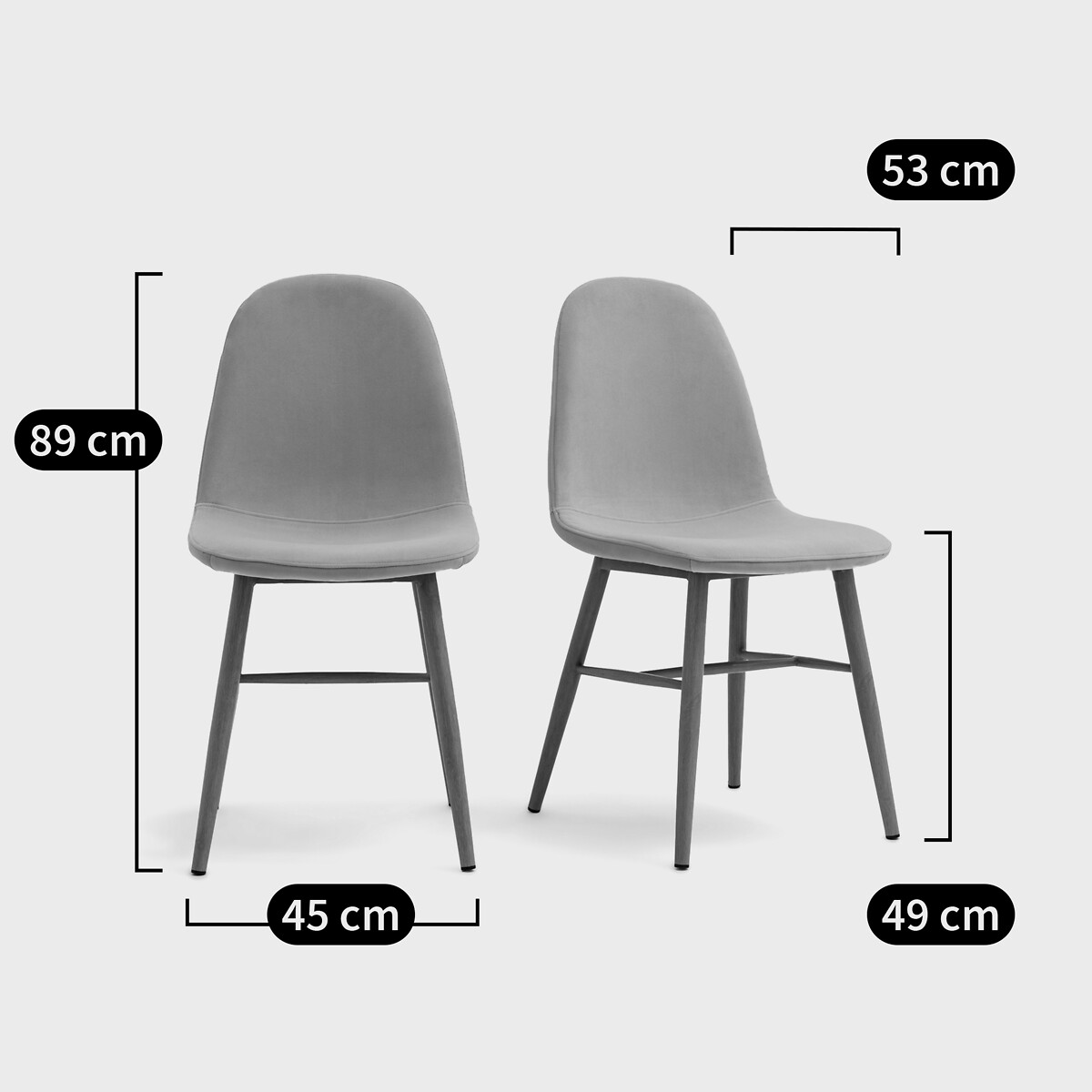 Lot de 2 chaises velours, Polina ecru, LA REDOUTE INTERIEURS