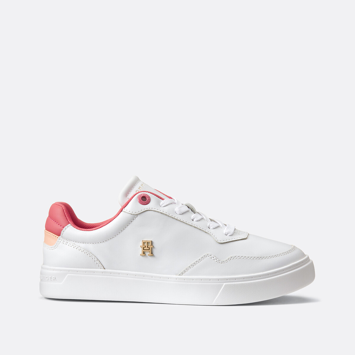 Scarpe da ginnastica in pelle Elevated Court bianco/arancione, TOMMY HILFIGER