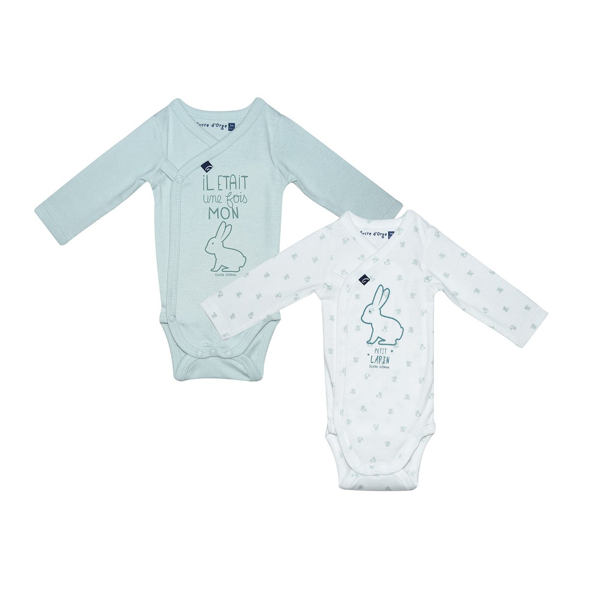 Lot de 2 bodies patrizio ouverture devant vert, SUCRE D'ORGE
