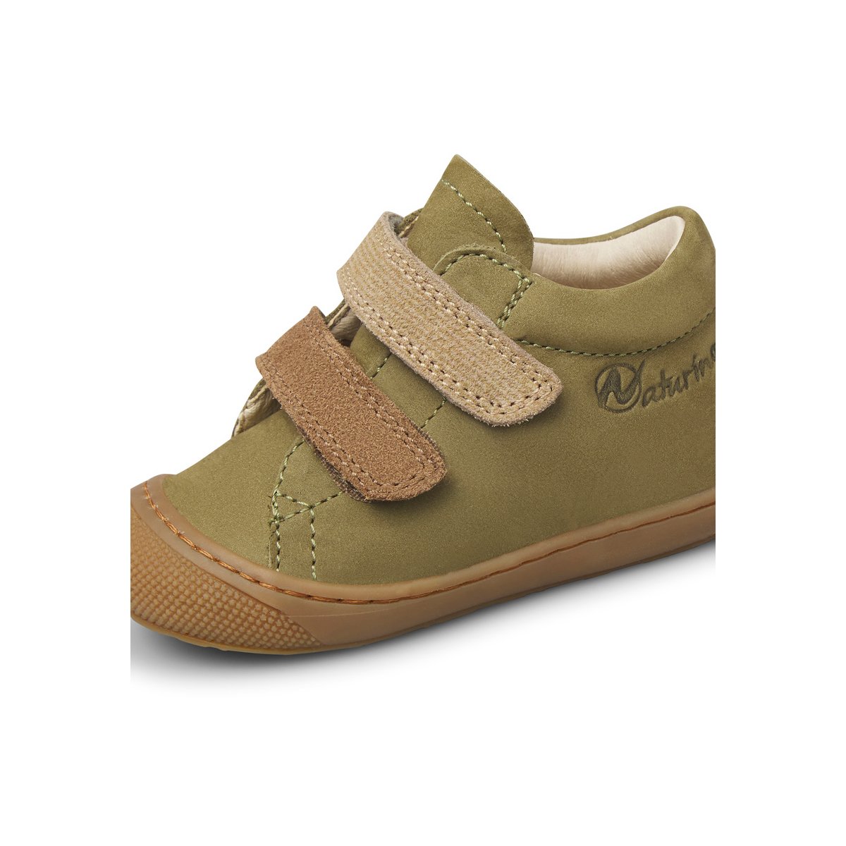 Chaussures premiers pas en cuir CORKEL VL kaki-beige, NATURINO