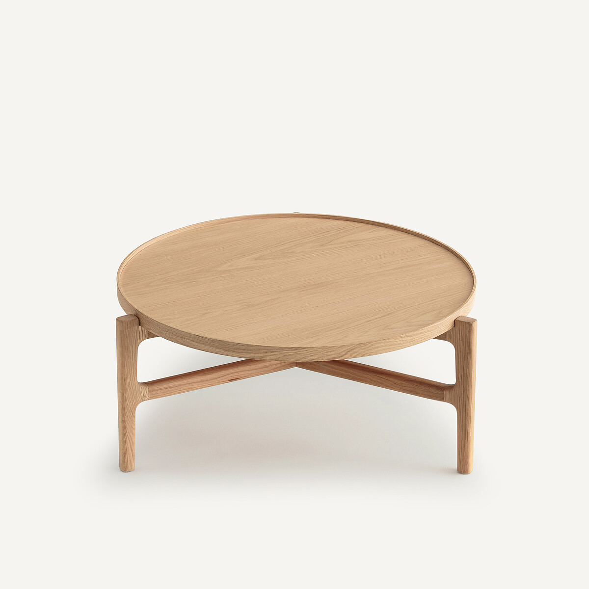 Mesa de centro, diâmetro 74 cm, em folheado de carvalho, ALYASA carvalho natural, AM.PM