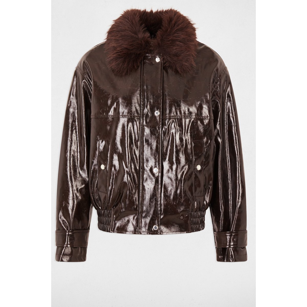 Blouson col marron foncé, MORGAN
