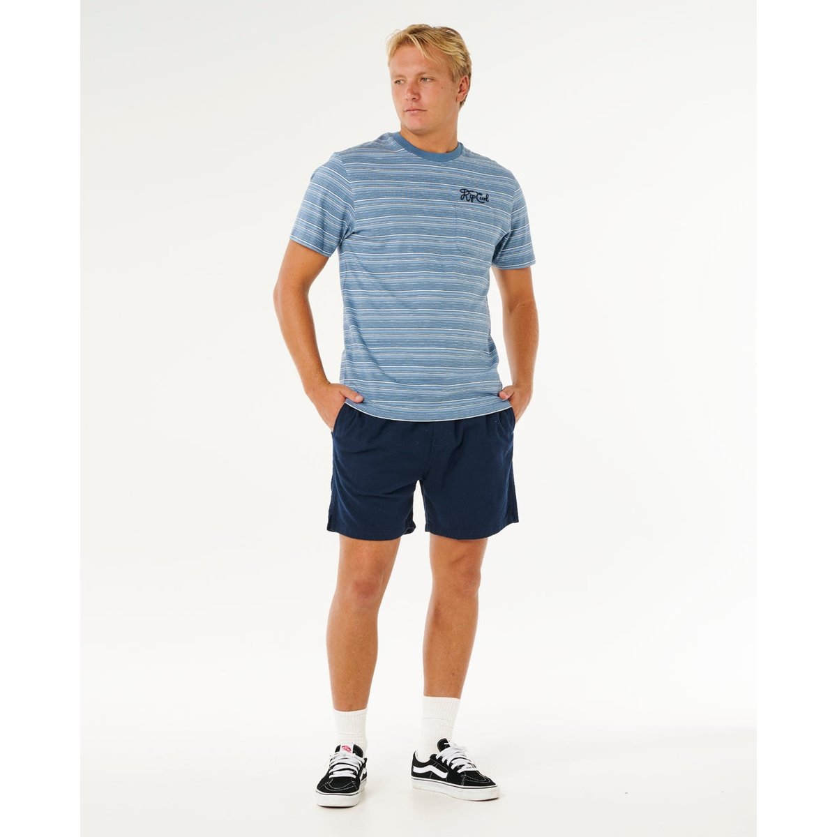 T-shirt à manches courtes Pacific Rinse STRIPE denim délavé, RIP CURL
