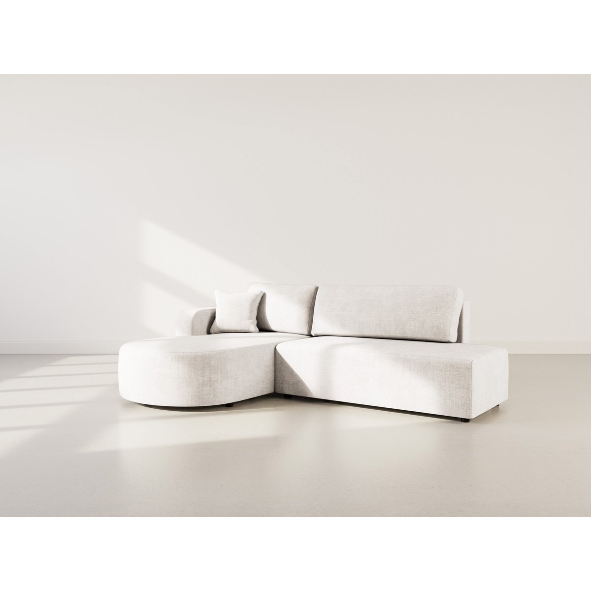 Canapé angle gauche convertible velours texturé, MIRO beige, BEST MOBILIER