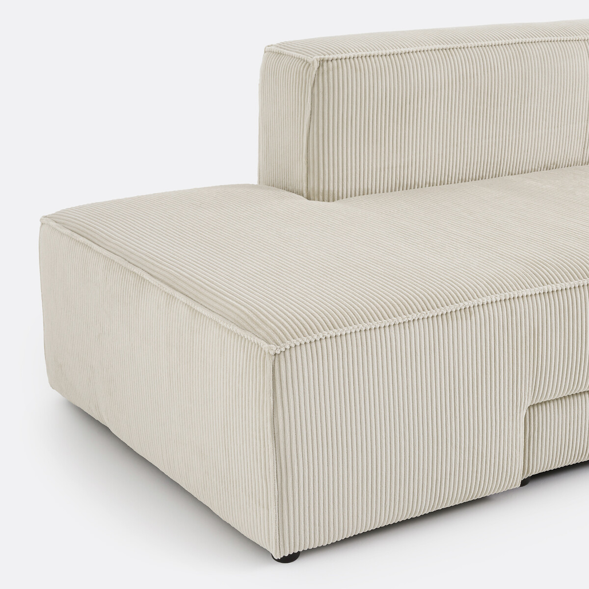 Canapé d'angle convertible, en velours côtelé moyennes côtes, GINOSA beige, LA REDOUTE INTERIEURS