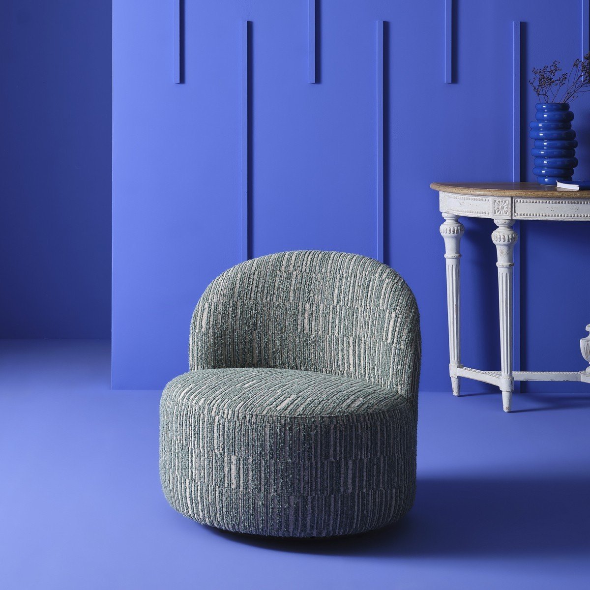 Fauteuil en tissu vert pivotant L74 cm - CULBUTO vert, CALICOSY