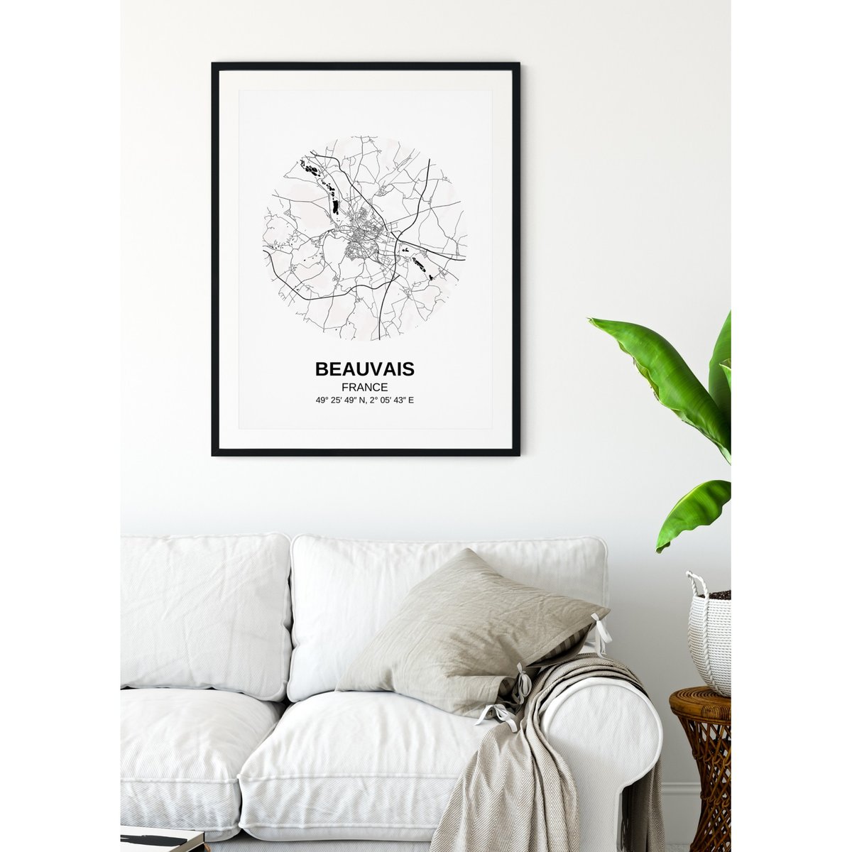 Affiche carte Beauvais blanc, L'AFFICHERIE