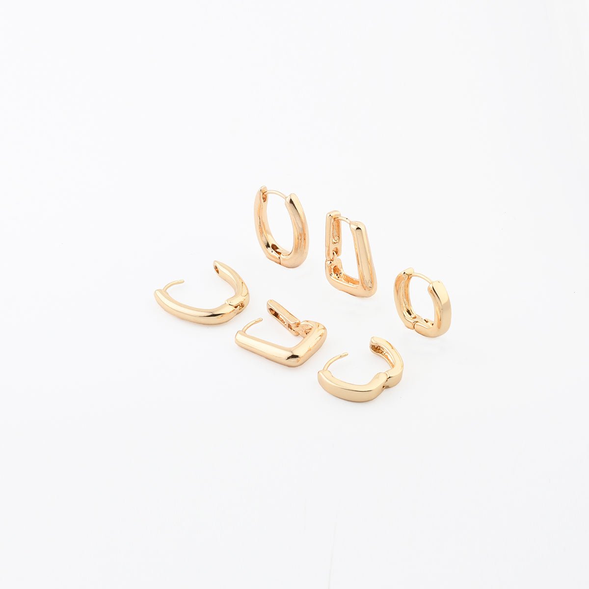 Set x3 petites créoles articulées dorées doré, BALABOOSTE
