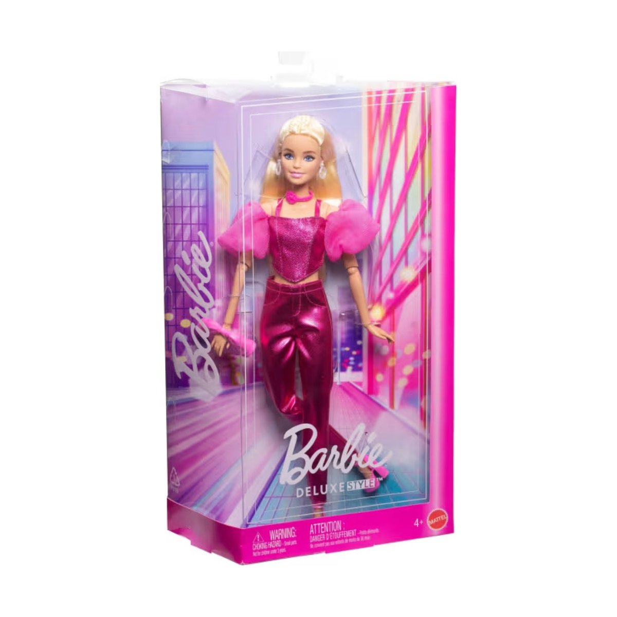 Barbie Poupée Deluxe Style Cheveux Blonds rose, MATTEL