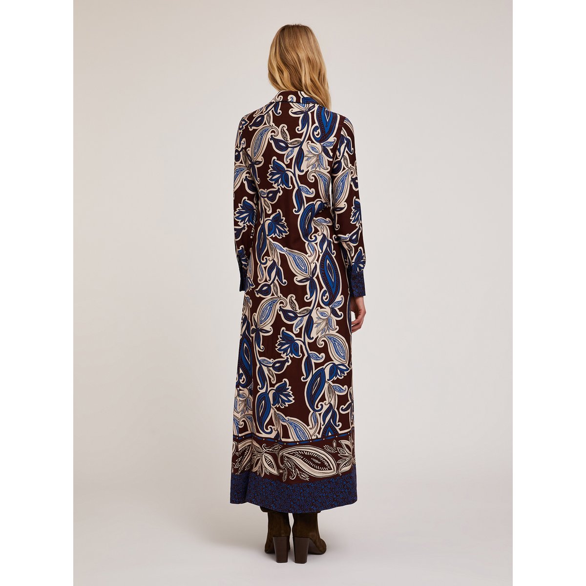 Robe longue en viscose à motif foulard bleu, MOTIVI