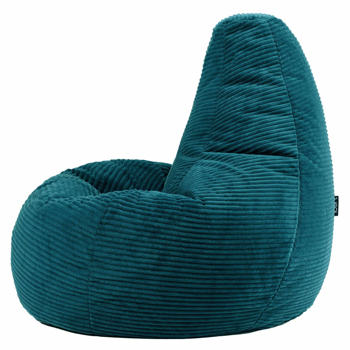 Pouf à dossier haut velours côtelé Oeko-Tex® - DALTON bleu canard, ICON
