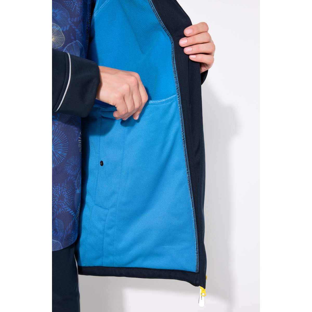Veste longue softshell, tissu déperlant marine, ULLA POPKEN