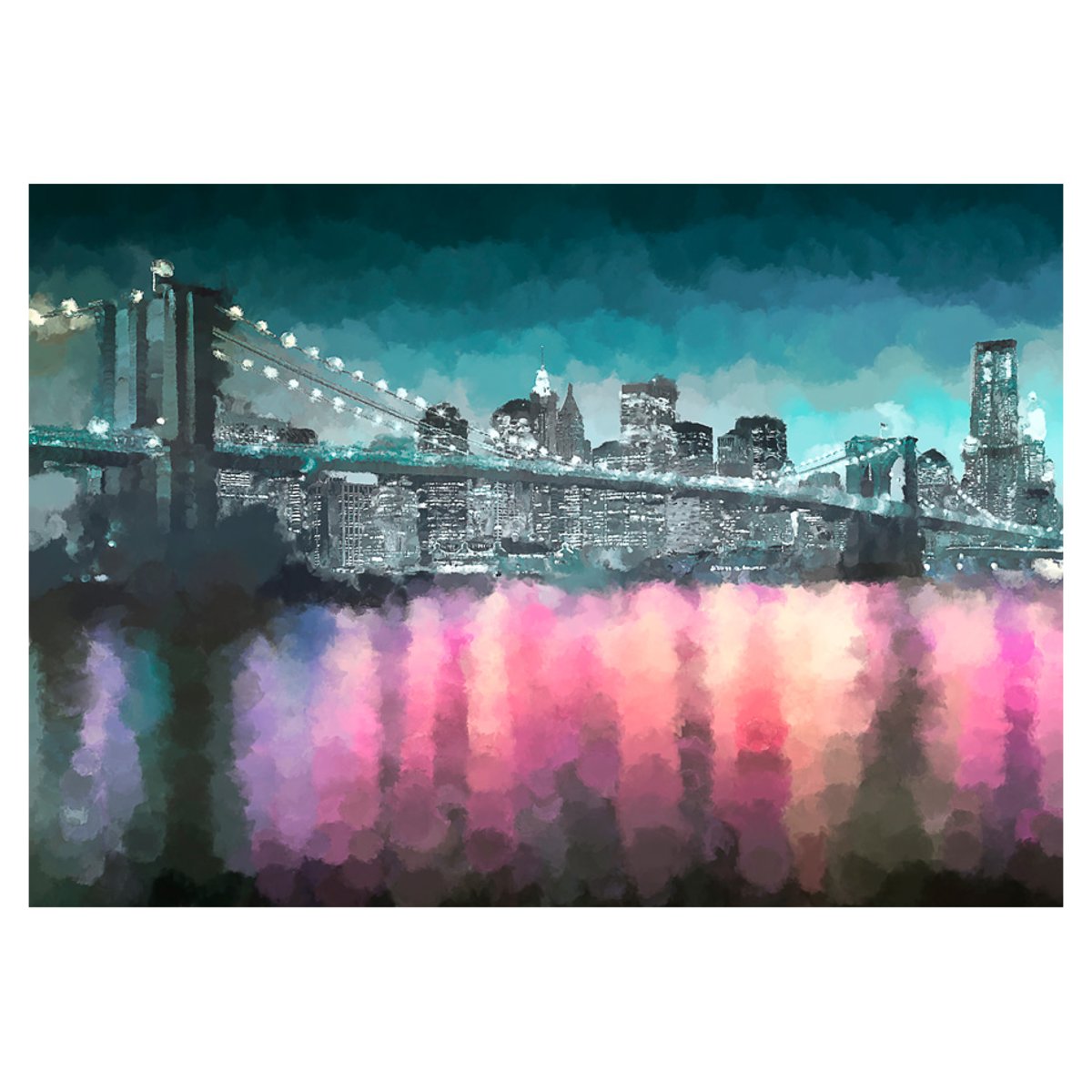 Papier peint intissé panoramique Ville et Architecture Painted New York bleu, EDEN