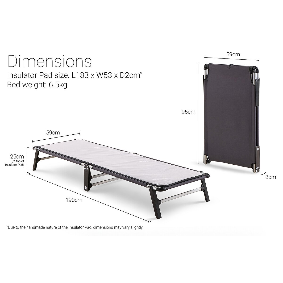 Jay-Be® Lite Folding Bed with e-Fibre Insulator Pad black, JAY-BE