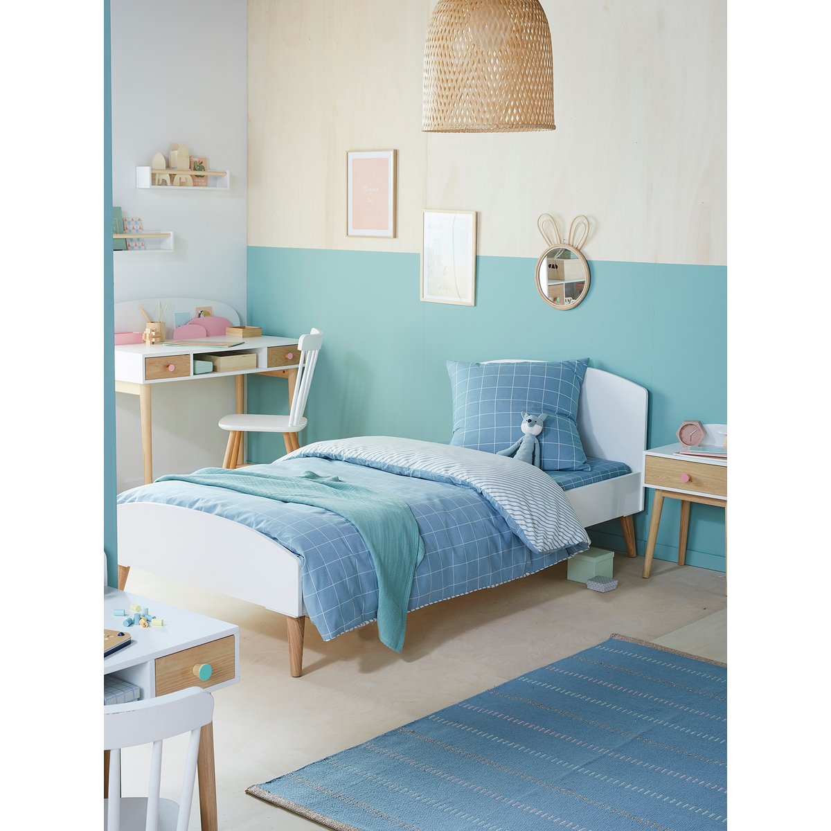 Lit enfant LIGNE CONFETTI blanc/bois, VERTBAUDET