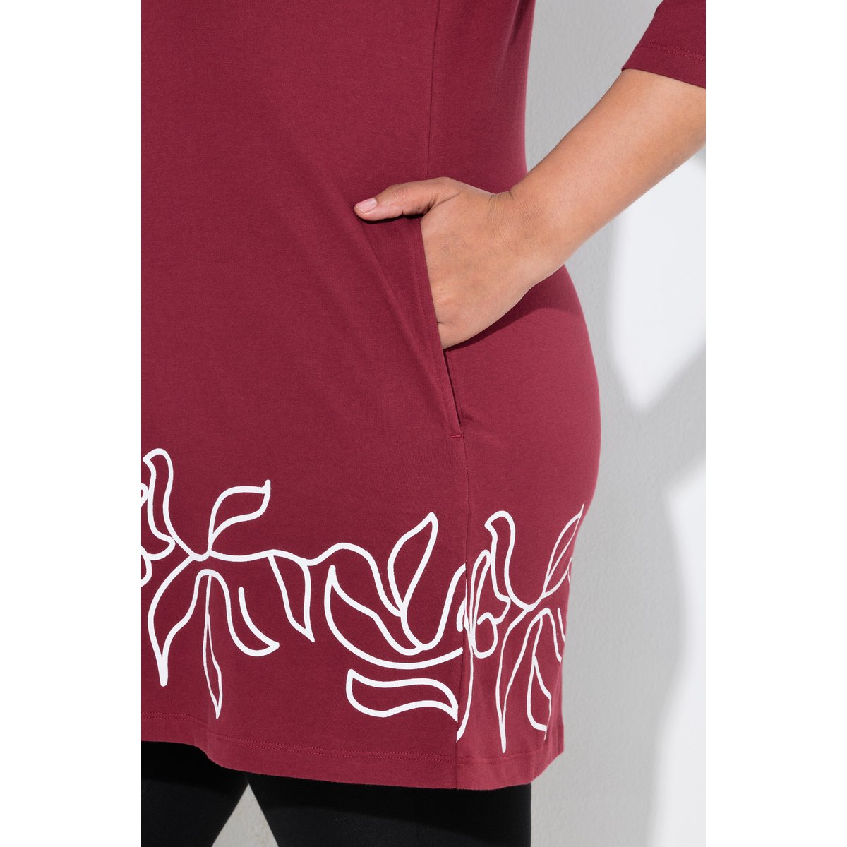 T-shirt long à motif imprimé rouge vin foncé, ULLA POPKEN