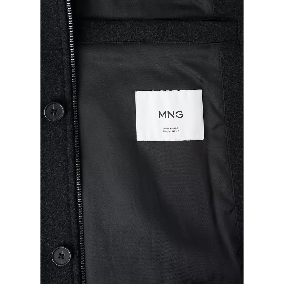 Veste laine mélangée poches gris chiné foncé, MANGO MAN