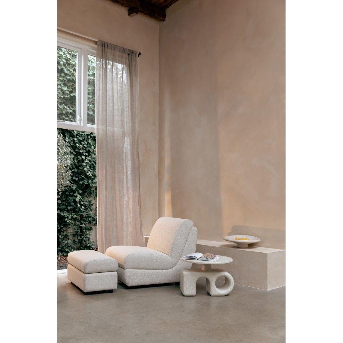 Table basse design carré, L.58 , HERMITE beige, ZUIVER