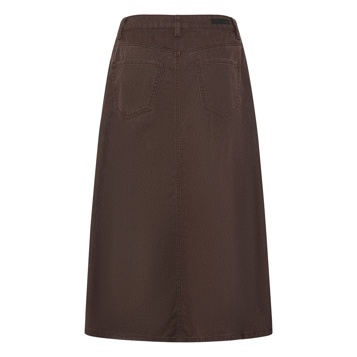 Jupe midi en denim, coupe évasée, taille haute marron java, B.YOUNG