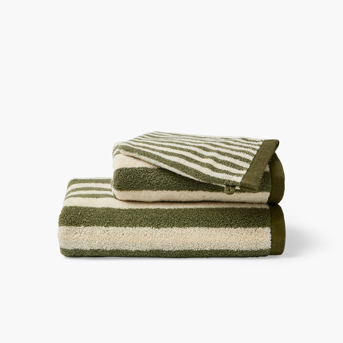 Cape de bain ELIE kaki ecru, CARRE BLANC