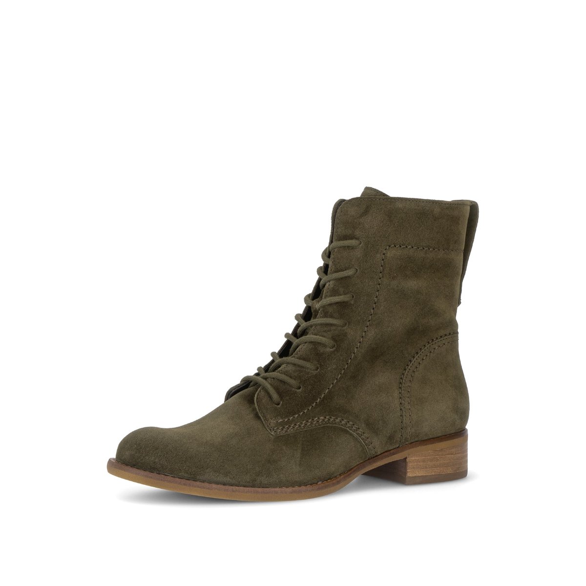 Bottines en cuir velours à talon décroché kaki, GABOR