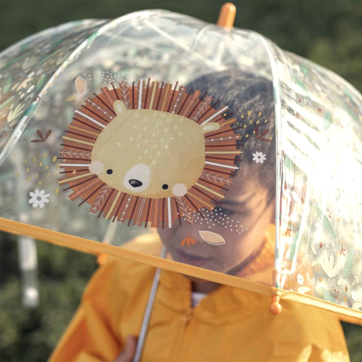 Parapluie transparent pour enfant ANIMAUX orange, SASSI