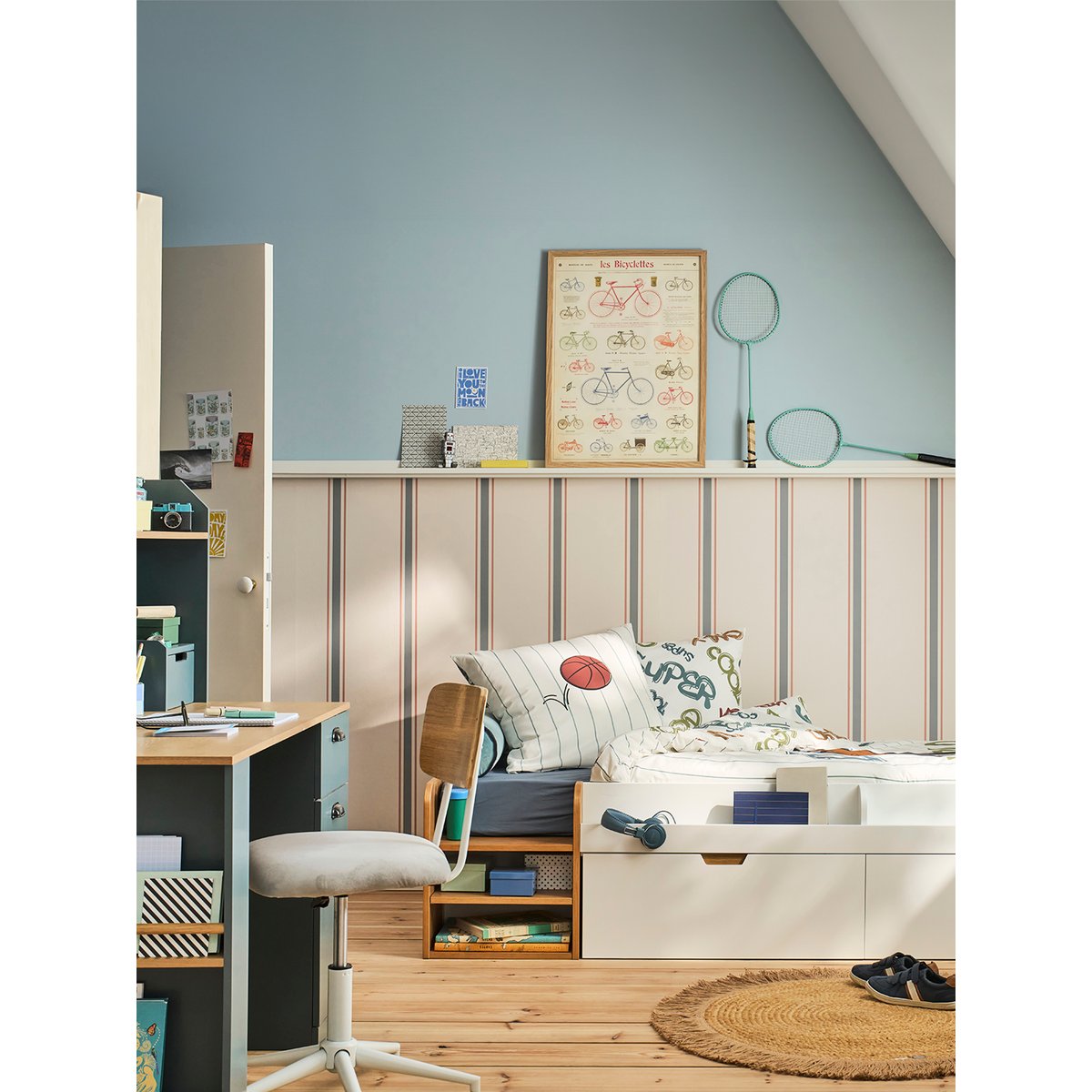 Lit enfant avec rangements 90x200cm Pirouette blanc, VERTBAUDET