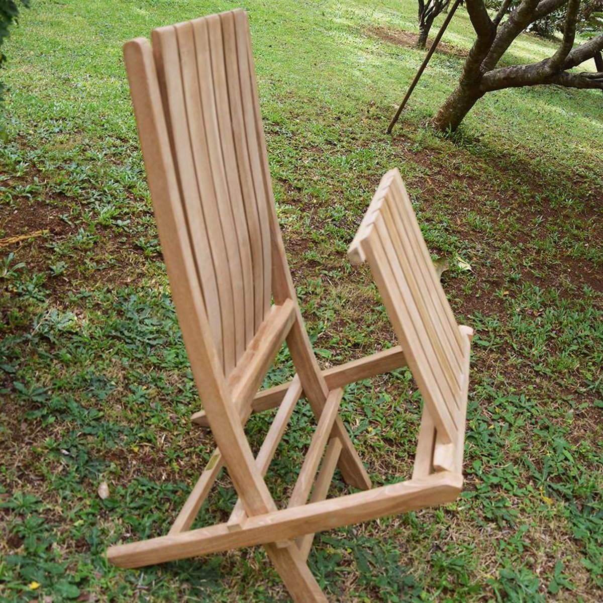 Chaises de jardin pliantes en teck massif (lot de 2) - KARIMUN naturel, TECK ATTITUDE