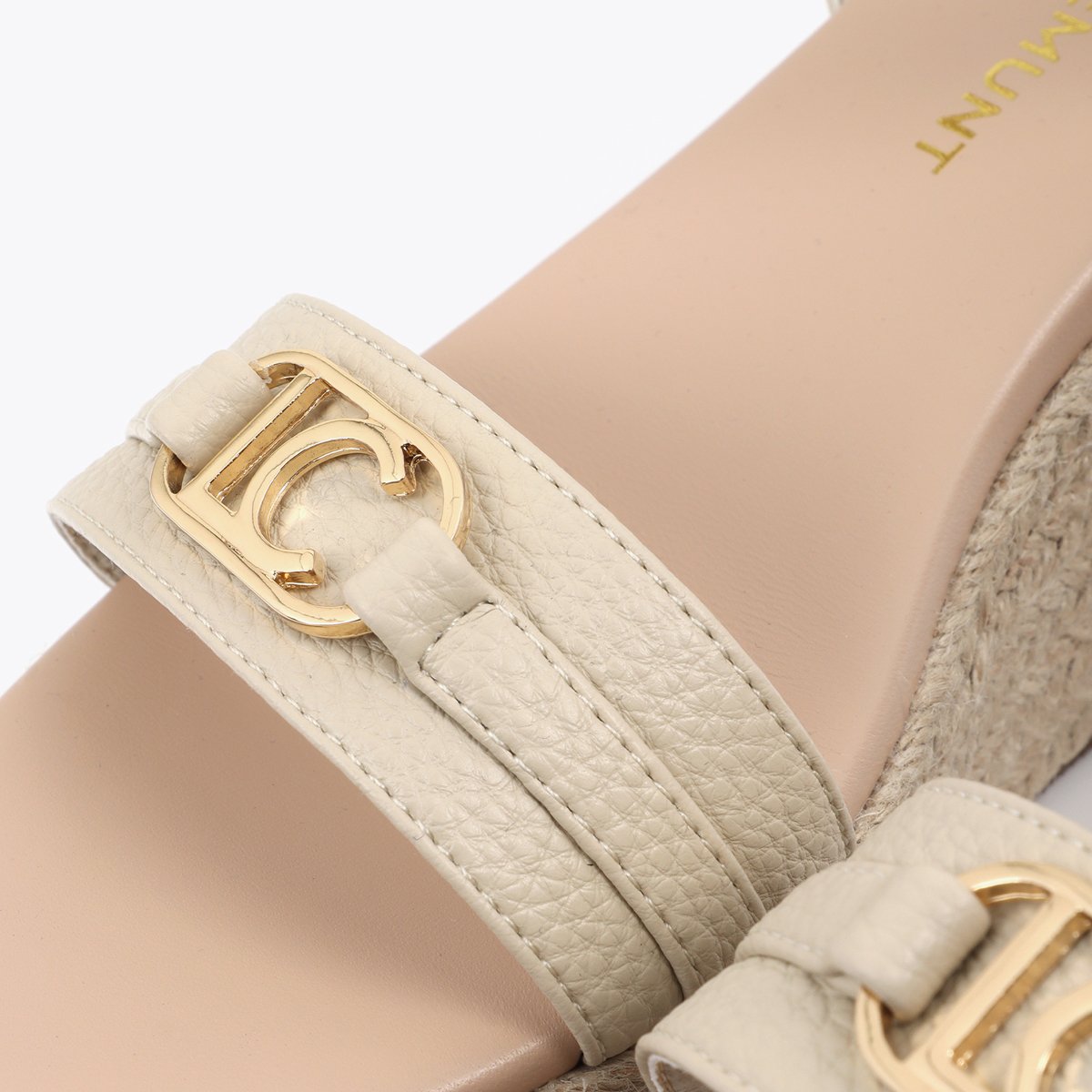Sandales compensées à plateforme tressée beige, LOLA CASADEMUNT