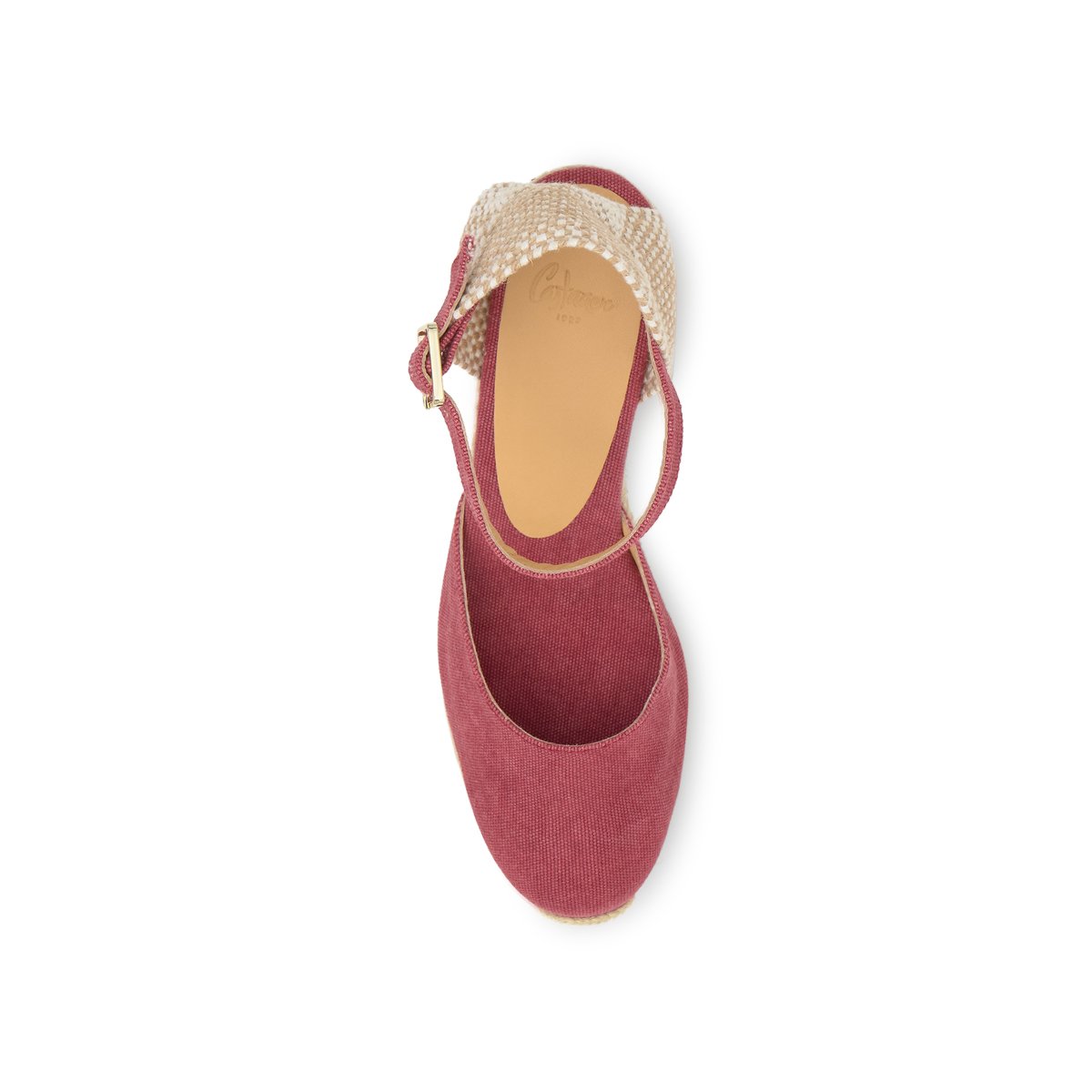 Espadrilles compensées à bride cheville et talon tressé CAROL PLATFORM bordeaux, CASTANER