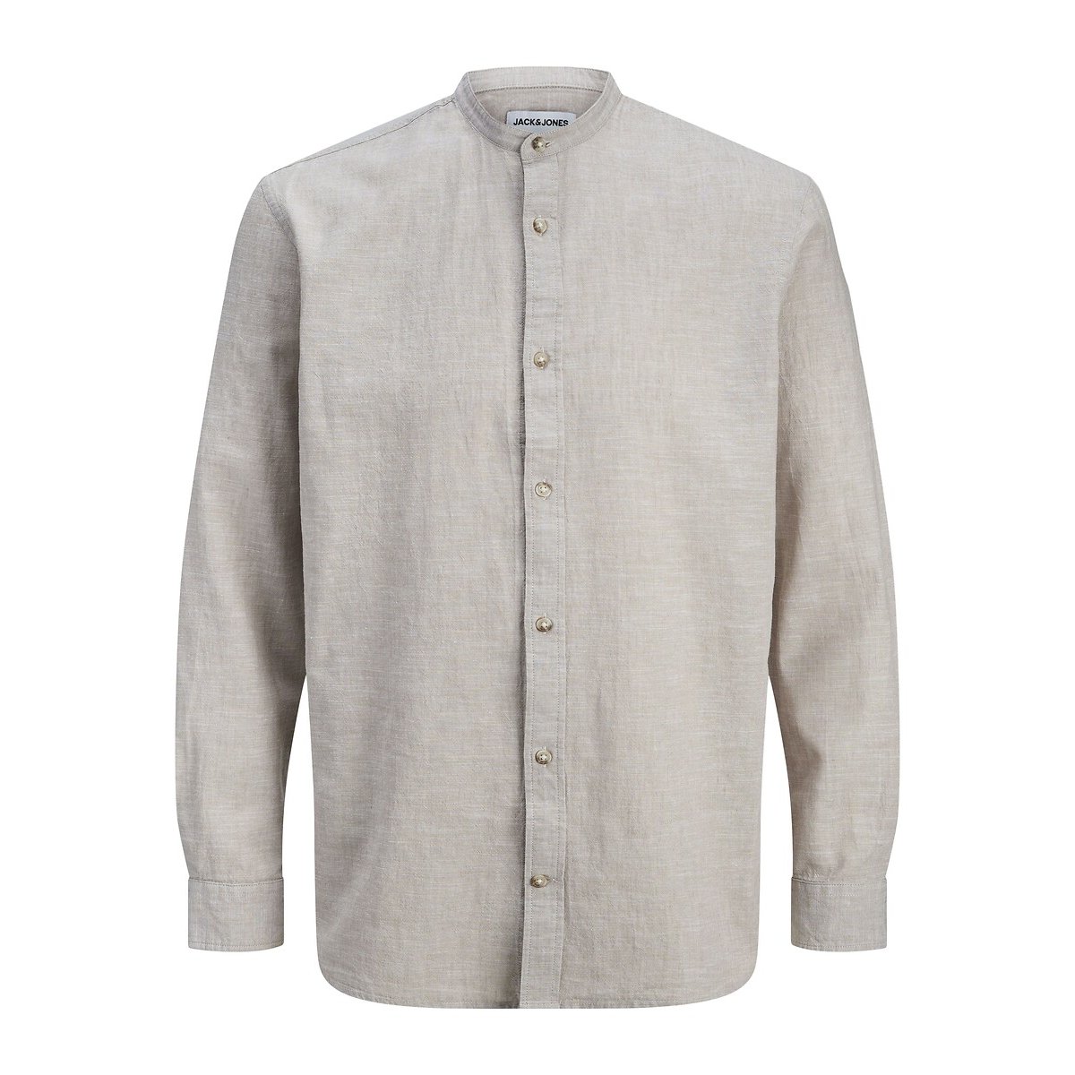 Camicia con collo alla coreana beige, JACK & JONES