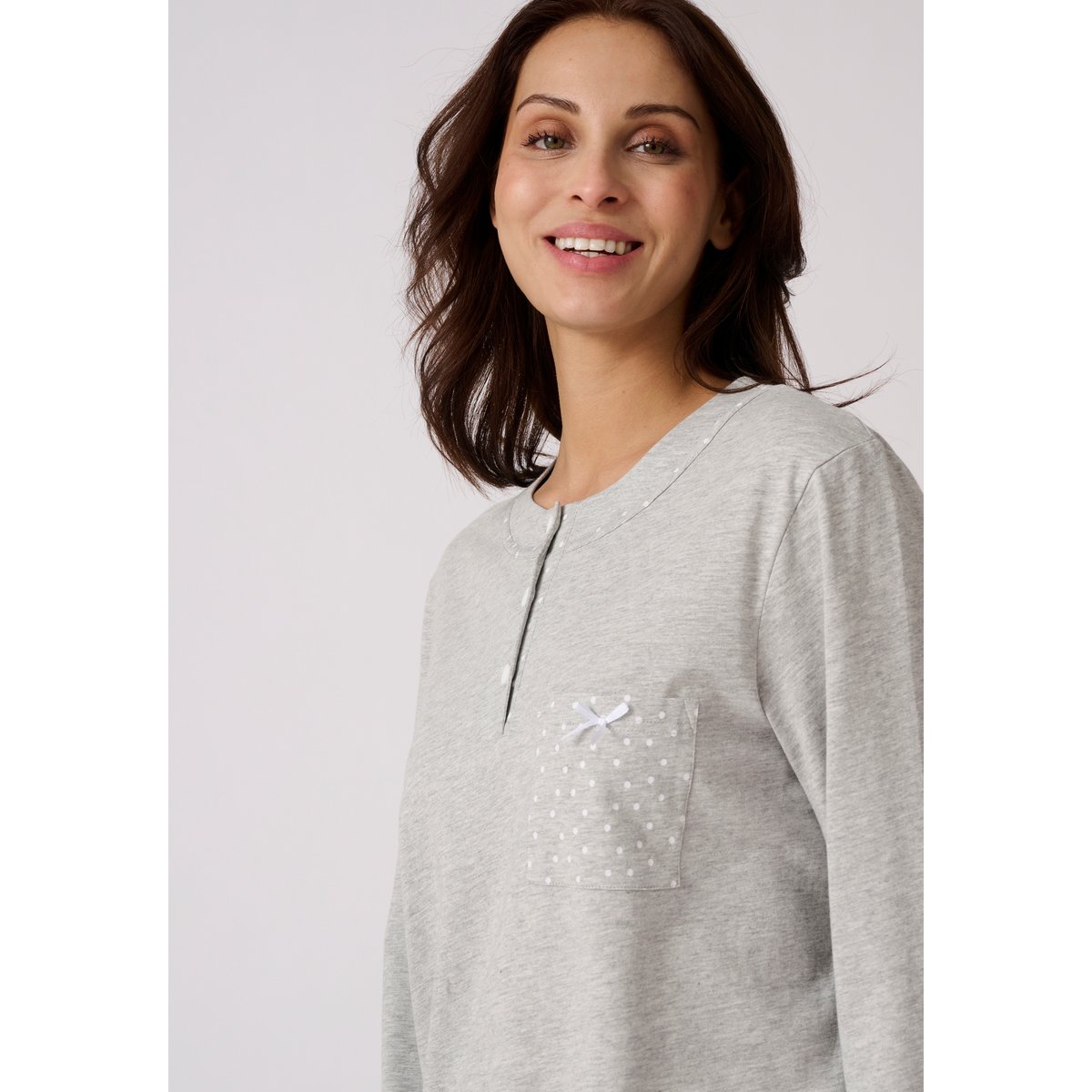 Liquette maille jersey, long 120 cm gris pois, DAMART