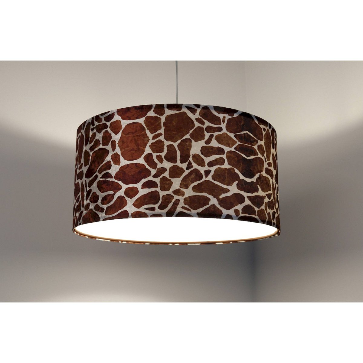 Suspension GLAMOUR abat-jour velours imprimé girafe intérieur blanc, BPS KONCEPT