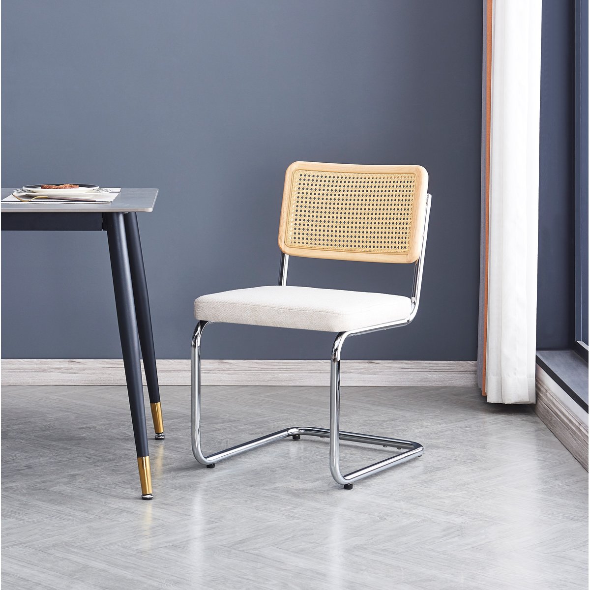 Lot de 2 chaises métal et cannage, SOFIA beige, NORDLYS