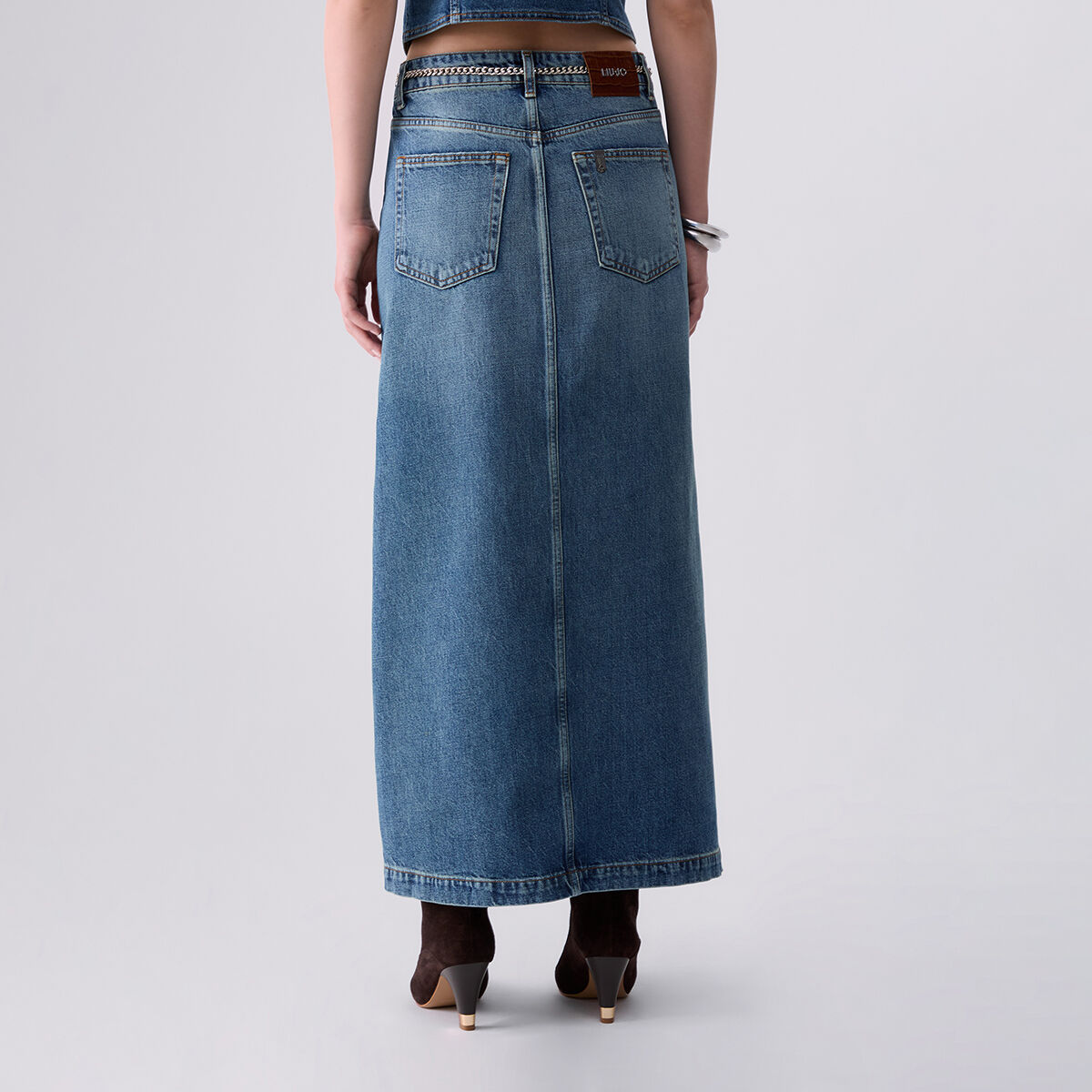 Jupe longue en denim denim bleu, LIU JO