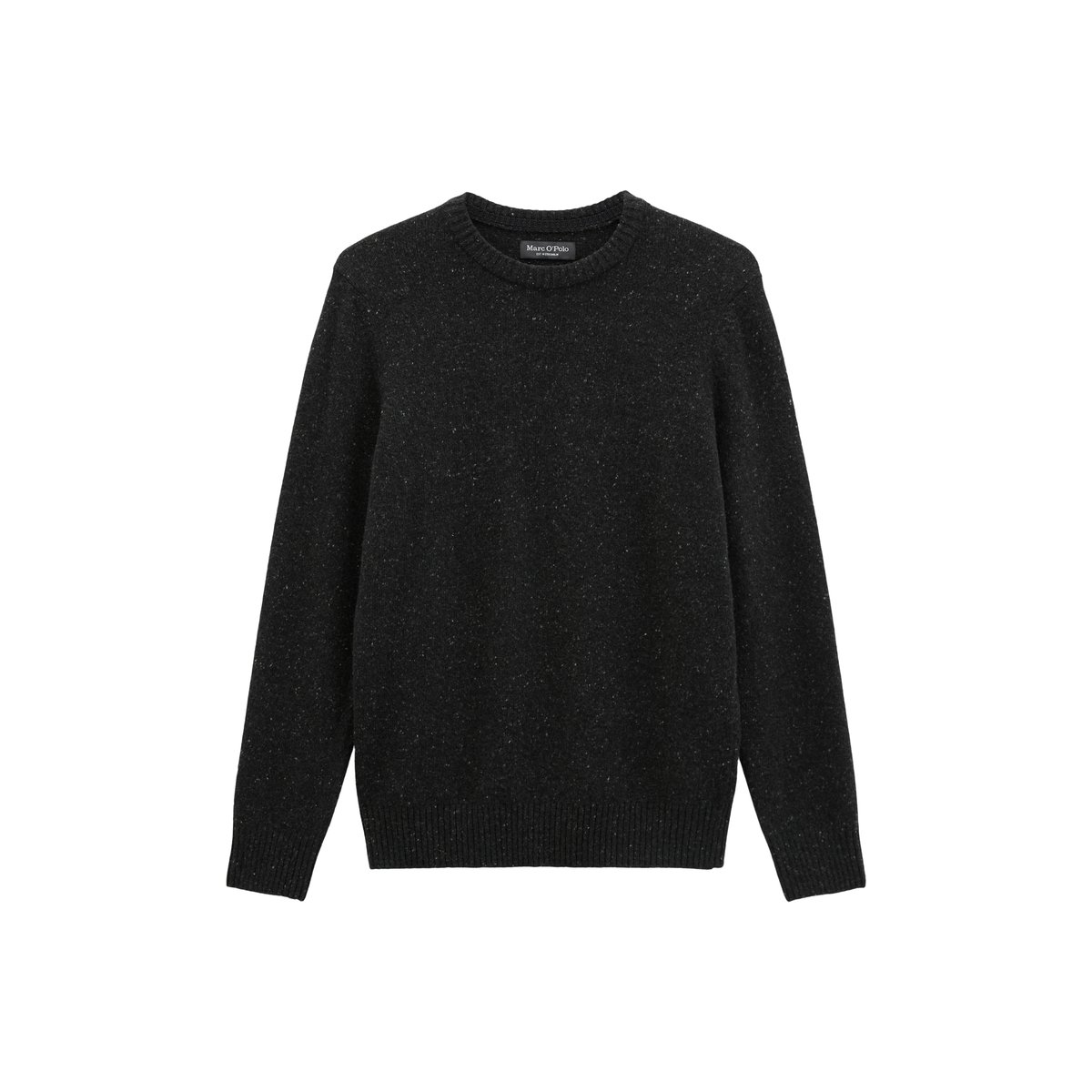 Pull-over regular en fil de tweed moucheté noir, MARC O'POLO