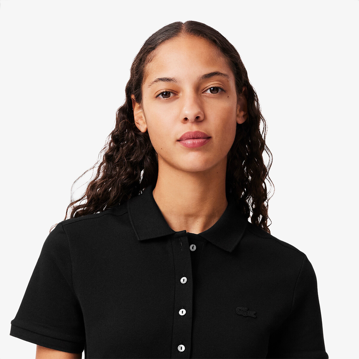 Vestido direito e curto, mangas curtas preto , LACOSTE