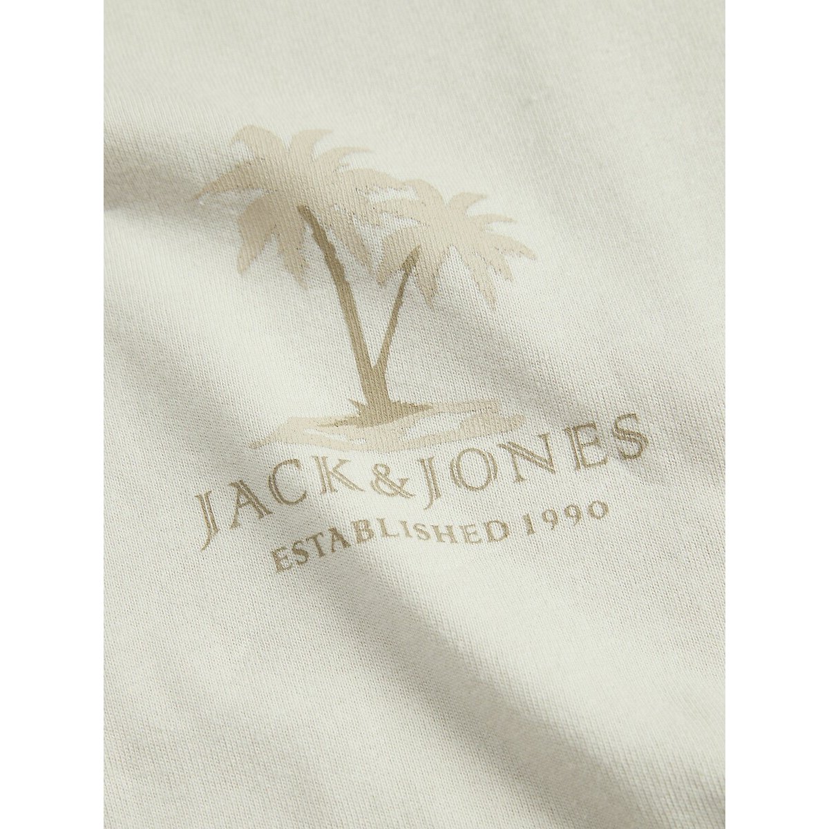 T-shirt col rond à logo beige, JACK & JONES