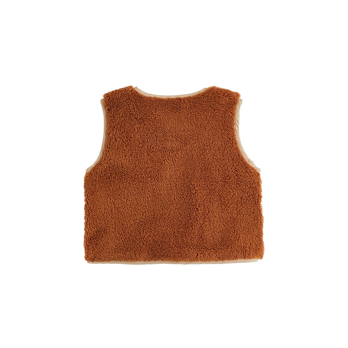 Veste sans manches enfant en sherpa Moka marron, PETIT BEGUIN