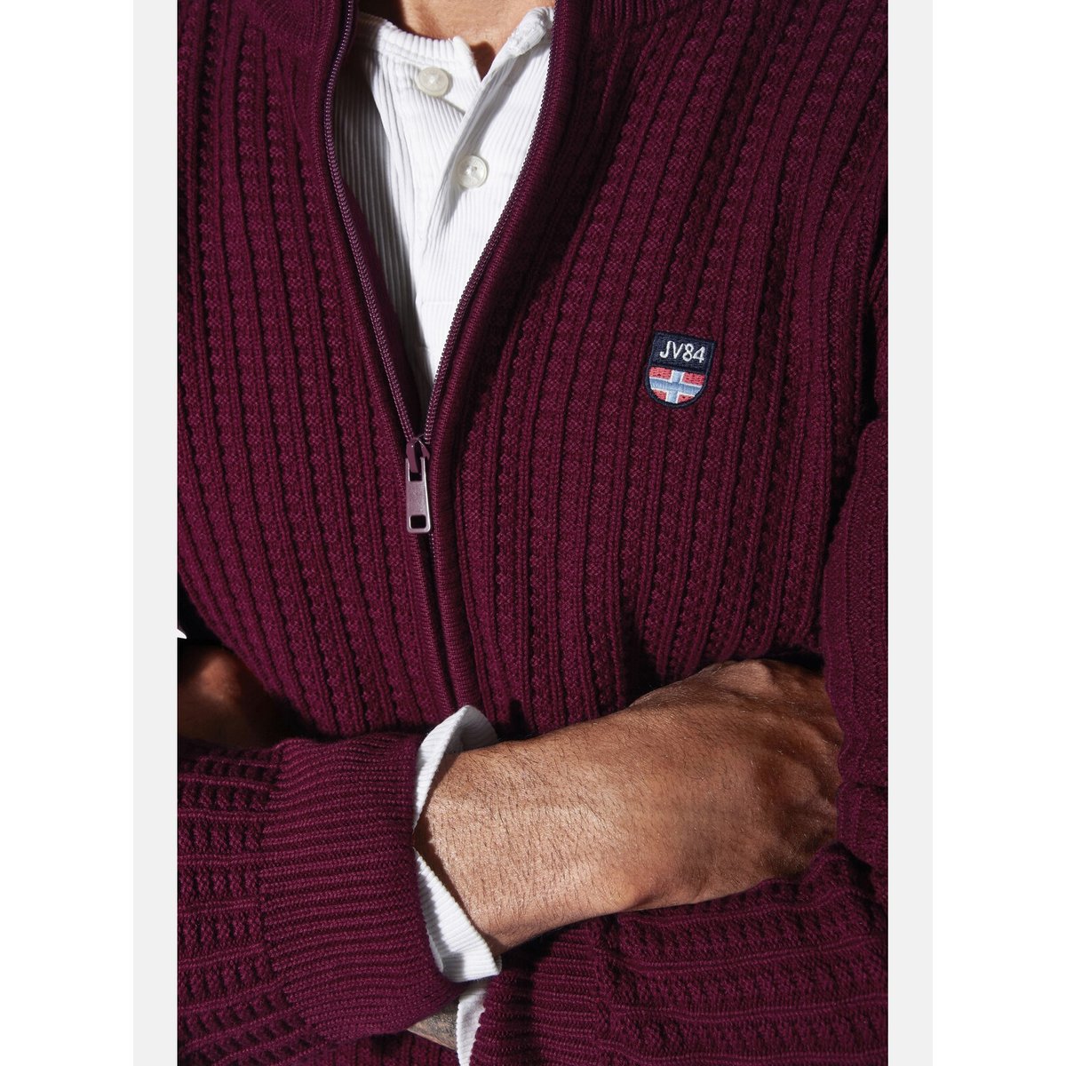 Gilet en maille ONERVA rouge foncé, JAN VANDERSTORM