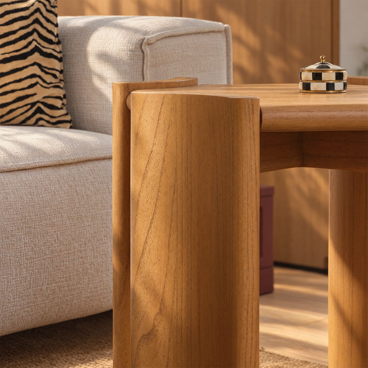 Table d'appoint en mindi carré 53 cm ALVAR couleur unique, BERAH GETAH