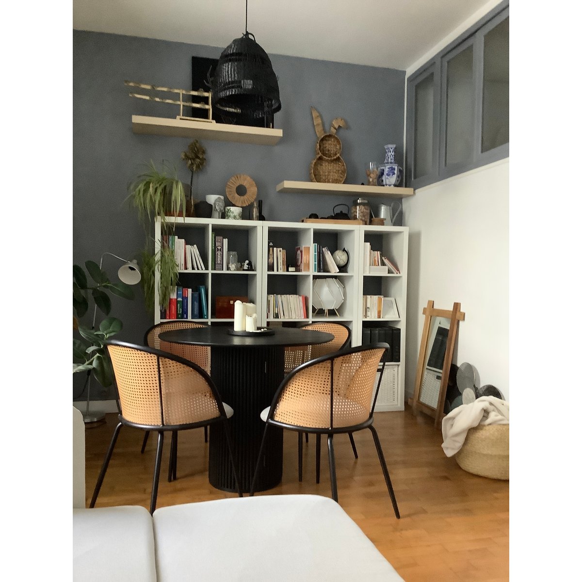 Lot de 2 chaises métal et cannage, KOBE gris, NORDLYS