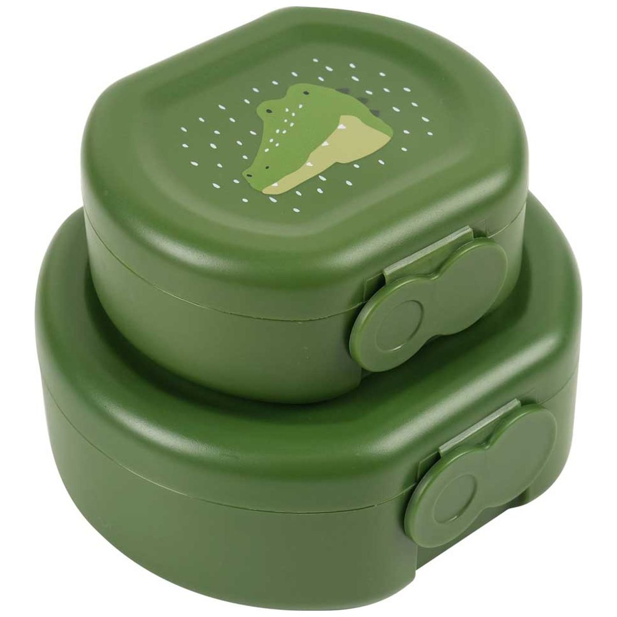 Lot de 2 boîtes à goûter à clip vert, blanc, noir, TRIXIE